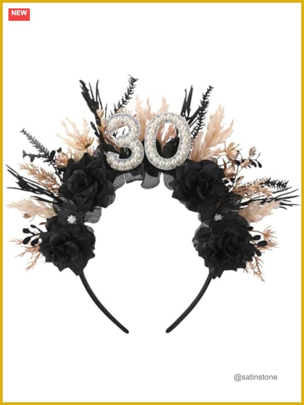 30th Birthday Headband Pearl Floral Party Photo Prop Gift
